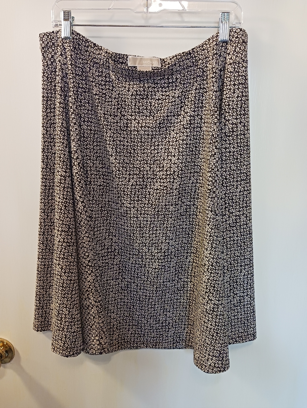 Michael Kors Womens Skirt XL A-Line Flair Elastic Waist Stretchy Brown Tan Midi